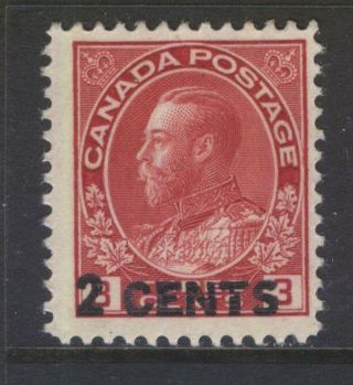 Canada 139 1926 2 Cents On 3c Carmine Kgv Admiral Provisional Mph F,  Cv$50