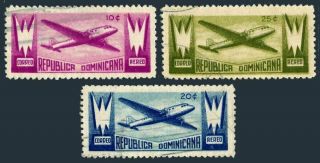 Dominican Republic C43 - C45, .  Michel 426 - 428.  Air Post 1943.  Plane.
