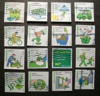 4524 A - P 2011 Go Green Complete Set Of 16 Off Paper