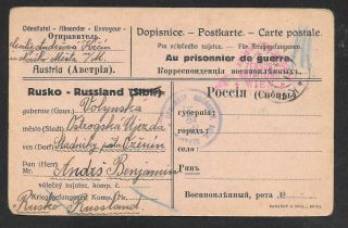 Austria / Russia / Poland - 1917 Prisoner Of War Card To Ozhenin Volyn Oblast