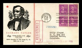 Dr Jim Stamps Us Zachary Taylor President Fdc Cover Scott 817 Registered Block
