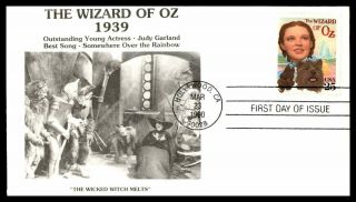 Mayfairstamps Us Fdc 1990 Wizard Of Oz Judy Garland Wicked Withc Melts First Day