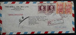 Rare 1956 Dominican Rep Registd Airmail Cover Ties 4 Stamps Canc Ciudad Trujillo