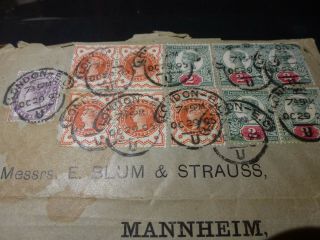 1893 UK GREAT BRITAIN STAMP COVER LONDON TO MANNHEIM GERMANY VICTORIA STAMPS 3
