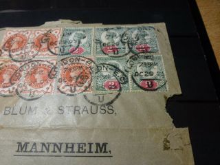 1893 UK GREAT BRITAIN STAMP COVER LONDON TO MANNHEIM GERMANY VICTORIA STAMPS 4