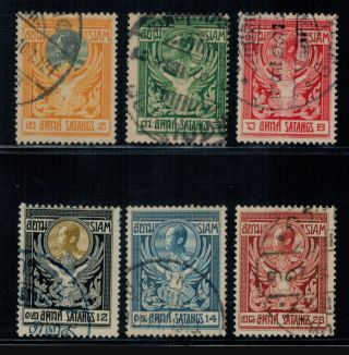 1910 Thailand Siam Stamp King Rama V “garuda” Complete Set Vfu Sc 139 - 44