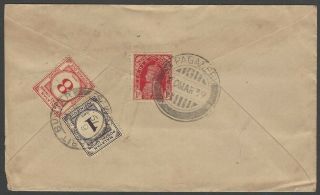 Malayan Postal Union 1936 - 8 Postage Dues 1c & 8c On 1939 Parit Buntar Cover