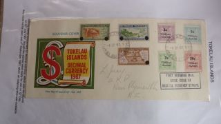 1967 Tokelau Stamp Issue Fdc,  Decimal Currency Set Of 7,  Fakaofo