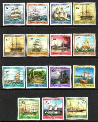 1987 - 88 Png Papua Guinea Ships Complete Set Of 15 Stamps Muh