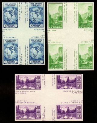 Us Stamps: 768,  769,  770 Farley Blocks 4 W/ Crossed Gutters,  Ngai,  Nhm