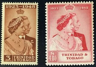 Trinidad & Tobago - 1948 Royal Silver Wedding,  Set Of 2 Stamps,  Sg 259 - 260,  Mnh