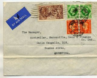 Gb 1939 Commercial Airmail Cover To Argentina At 4/ - Rate With Seahorse 2/6d