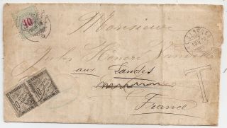 1889 France / Switzerland Mixed Franking Cover,  Postage Due Stamps