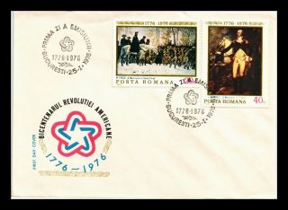 Dr Jim Stamps American Bicentennial Fdc Combo European Size Cover Romania