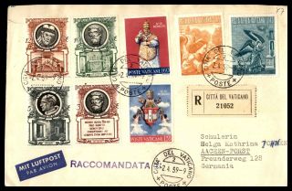 Mayfairstamps Vatican 1959 7 Different Stamp Air Mail And Registered Cover Wwb64