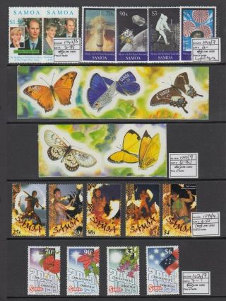 Samoa 1999 - 2001 Selection (x6) Complete Sets Mnh (id:r59175)