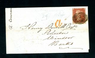 1855 Penny Red Star On Cover To Windsor (jy356)