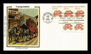 Us Cover Stagecoach Transportation Series Fdc Colorano Silk Cachet