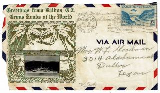 Canal Zone 1941 Airmail Cover,  Front Only - Z407