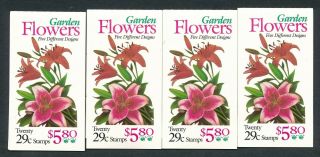 U.  S.  1994 $5.  80 Garden Flowers Booklet X4 Nh Face Value $23.  20