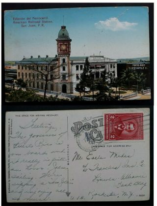 Rare 1937 Dominican Rep.  Postcard " San Juan Pr " Ties 2c Stamp Canc Trujillo