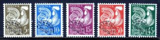France — Scott 840 - 844 — 1957 Gallic Cock Set — Mnh — Scv $35.  40