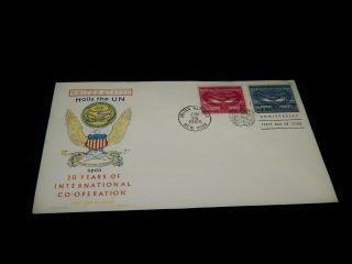 Vintage Cover,  York City,  Ny,  United Nations,  Fdc,  Usa & Un 20 Years Cooperation