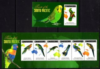 Tuvalu - 2011 Parrots Of The South Pacific Set Mnh (47s)