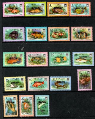 Tuvalu - 1981 Fish Officials Set Of 19 Stamps To $5 Mnh (48m)