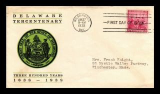 Dr Jim Stamps Us Scott 836 Delaware Tercentenary First Day Of Issue Cover