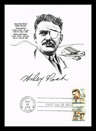 Dr Jim Stamps Us Wiley Post Air Mail Scott C96a Fdc Maximum Card Combo 5x7