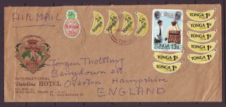 D1989/ Tonga Multifranked Airmail Hotel Cover T/england 1984 W/banana - Issue