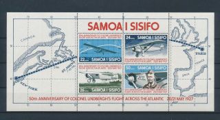 Lk69330 Samoa Lindbergh Aviation Aircraft Airplanes Good Sheet Mnh