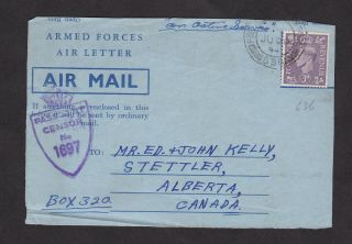 Gb Great Britain 1944 Kgvi Passed By Censor Air Mail To Canada Cover Letter