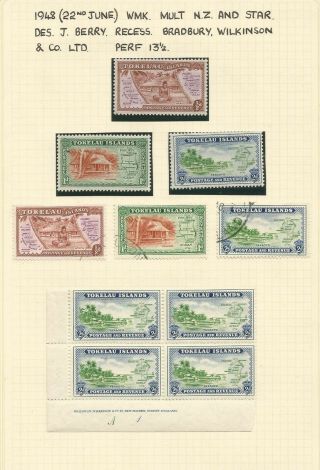 Tokelau Islands 1948 Fine And Set Block Of 4 And First Day Cover