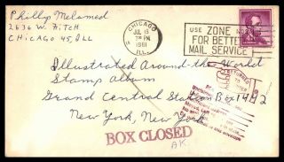 Mayfairstamps Us 1961 Chicago Returned To Writer Box Closed Illinois Cover Wwb_6