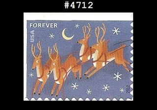 Us 4712 Mnh Santa And Sleigh Reinders In Flight