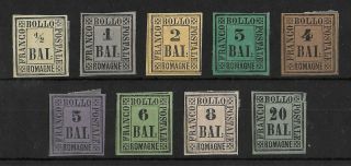Romagne Italian States 1859 Lh/mh I Complete Set Of 9 Sass 1 - 9 Cv €3250