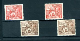 1924 And 1925 Wembley Sets 4 Stamps L.  H.  M.  (bo363)