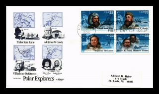 Us Cover Polar Explorers Artmaster Cachet Fdc Setenant