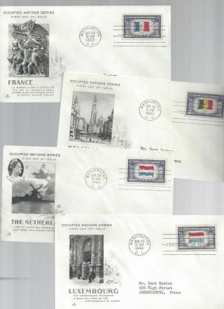 Set 14 WWII Overrun Country Scott 909 - 921 FDC ' s w/ Art Craft cachets both Poland 3