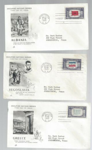 Set 14 WWII Overrun Country Scott 909 - 921 FDC ' s w/ Art Craft cachets both Poland 4