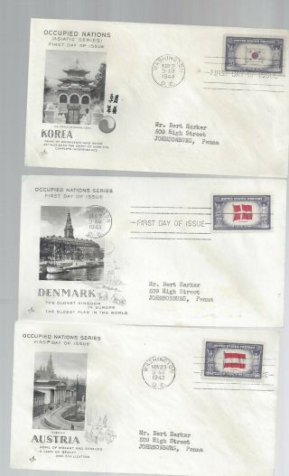 Set 14 WWII Overrun Country Scott 909 - 921 FDC ' s w/ Art Craft cachets both Poland 5