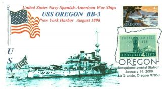 Uss Oregon Bb - 3 Spanish - American War Battleship Photo Cacheted Naval Pictorial