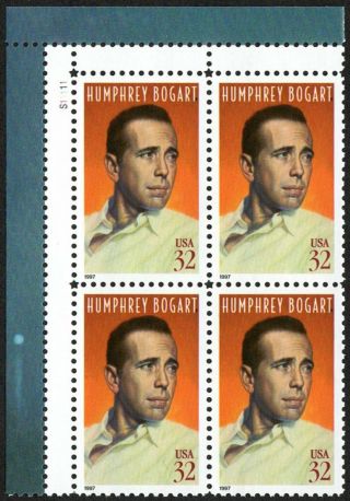 Usa Sc.  3152 32c Humphrey Bogart 1997 Mnh Plate Block