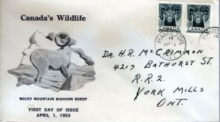 1953 324 Bighorn Sheep Fdc With Personal Cachet