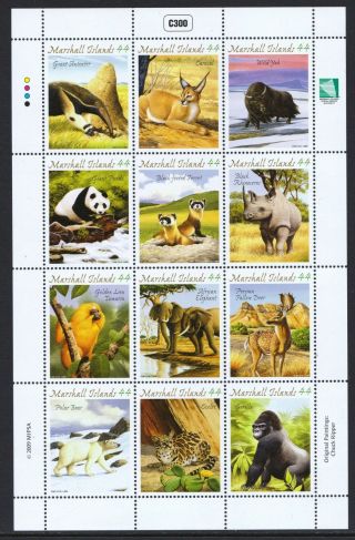 Marshall Islands 2009 Endangered Species Cats - Mnh Sheet - Cat £16.  80 - (73)