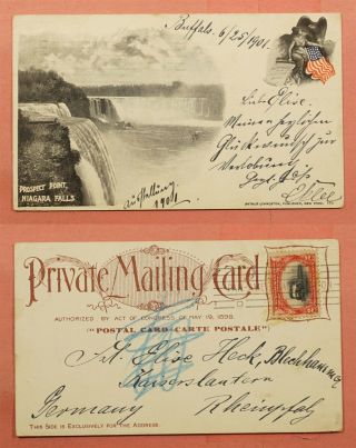 295 Pan American Expo Station 1901 Niagara Falls Postcard Buffalo Ny To Germany