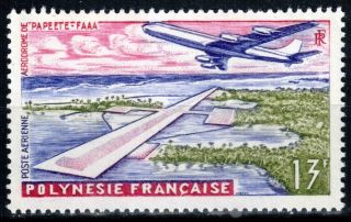French Polynesia 1960,  Mi 19,  Sc C28,  Airplane,  Airport In Papeete,  Mnh