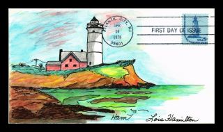 Dr Jim Stamps Us Hand Painted Lois Hamilton Lighthouse Americana Fdc Cover